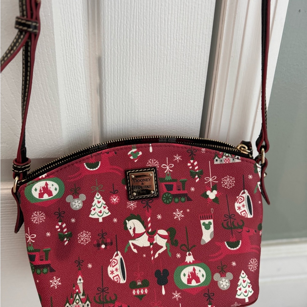 Dooney & Bourke Red Crossbody Bag with Holiday Motifs